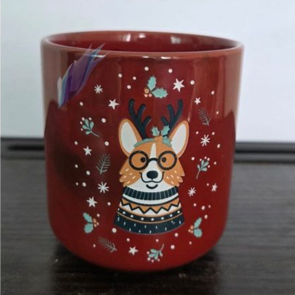 Gelas Ocha Corgi Merah 200ml – Mug Keramik Cute Motif Anjing
