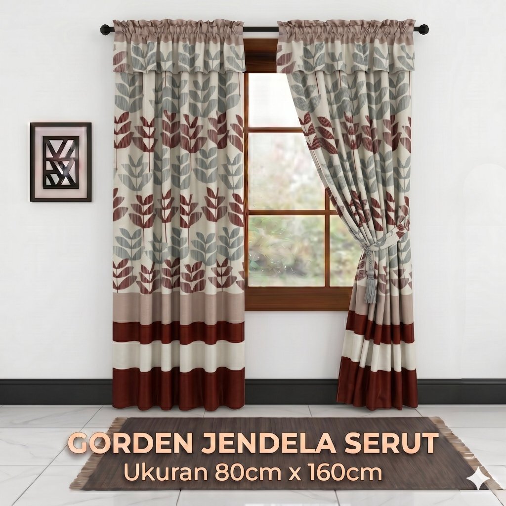DRAPEZA - Gorden Jendela Model Serut Motif Terbaru Ukuran 80cmX160cm