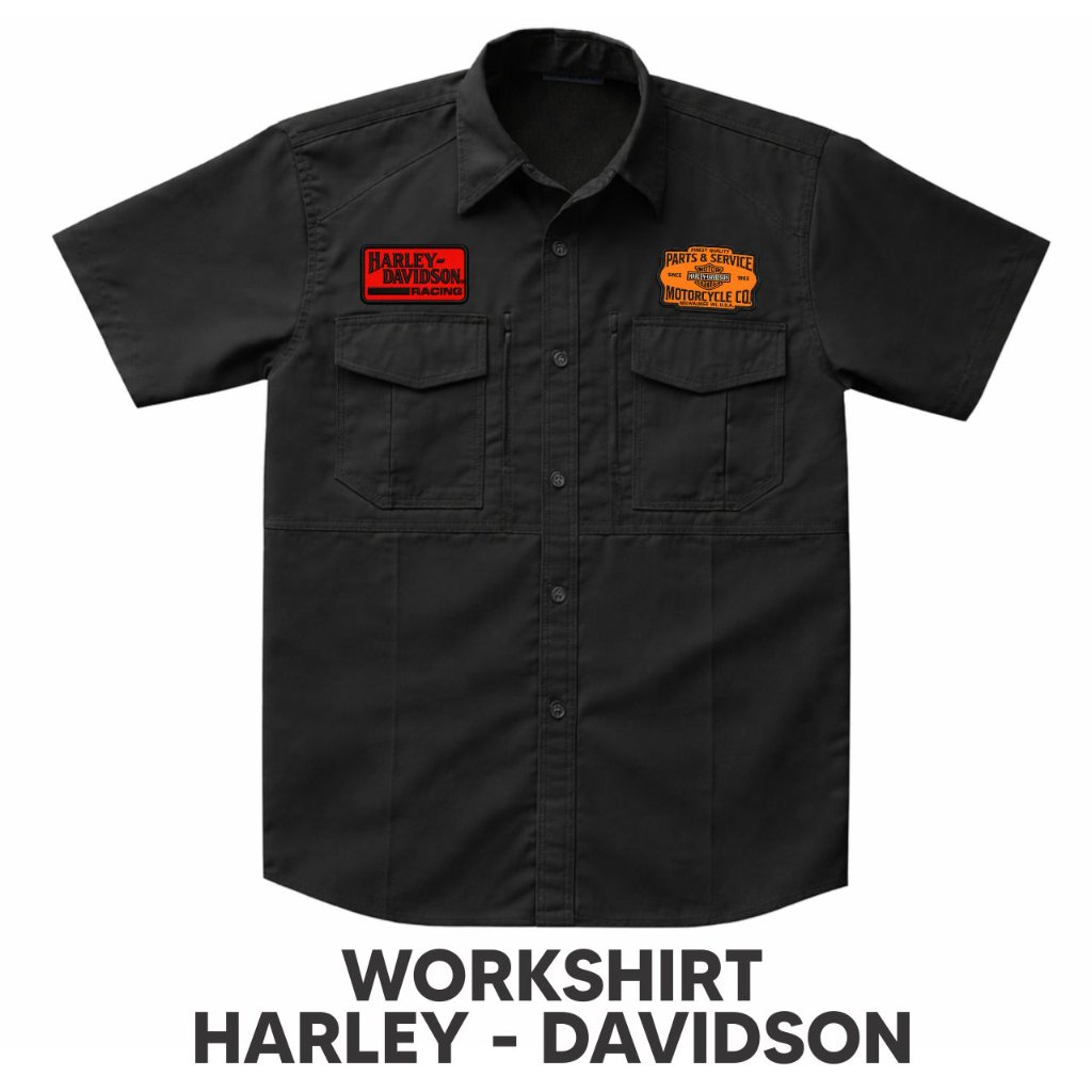 Kemeja Harleydavid Vintage | Workshirt harleydavid Vintage | Motorcycle Workshirt | Kemeja Ride Vint