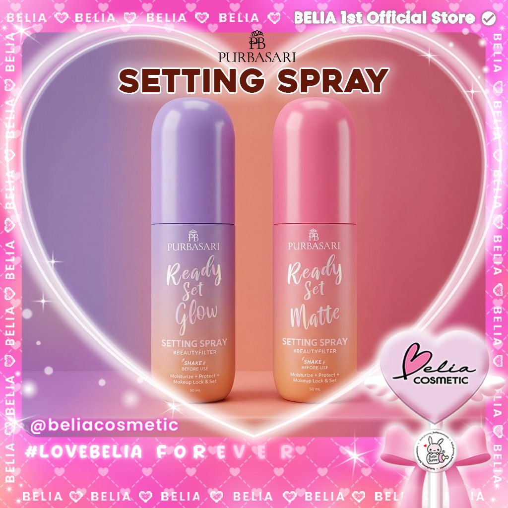 [ BELIA ] PURBASARI Ready Set Setting Spray Fix Flawless Glow or Matte Finish | Make-up Lock & Set -