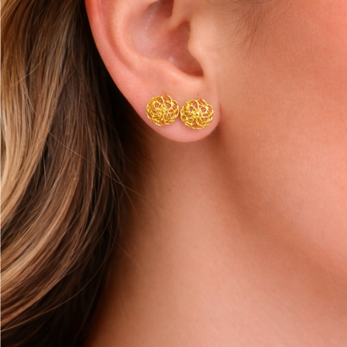 Anting Bunga Kendari Koleksi Josean Elegant Hadiah Ultah Emas Asli