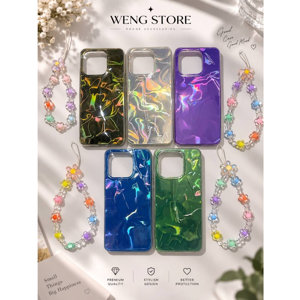 Case HP Soft Case Stylish Tali + Beads Bunga Infinix Redmi SMART 8 HOT 40i RED A3 12C 13C  NOTE 13 P