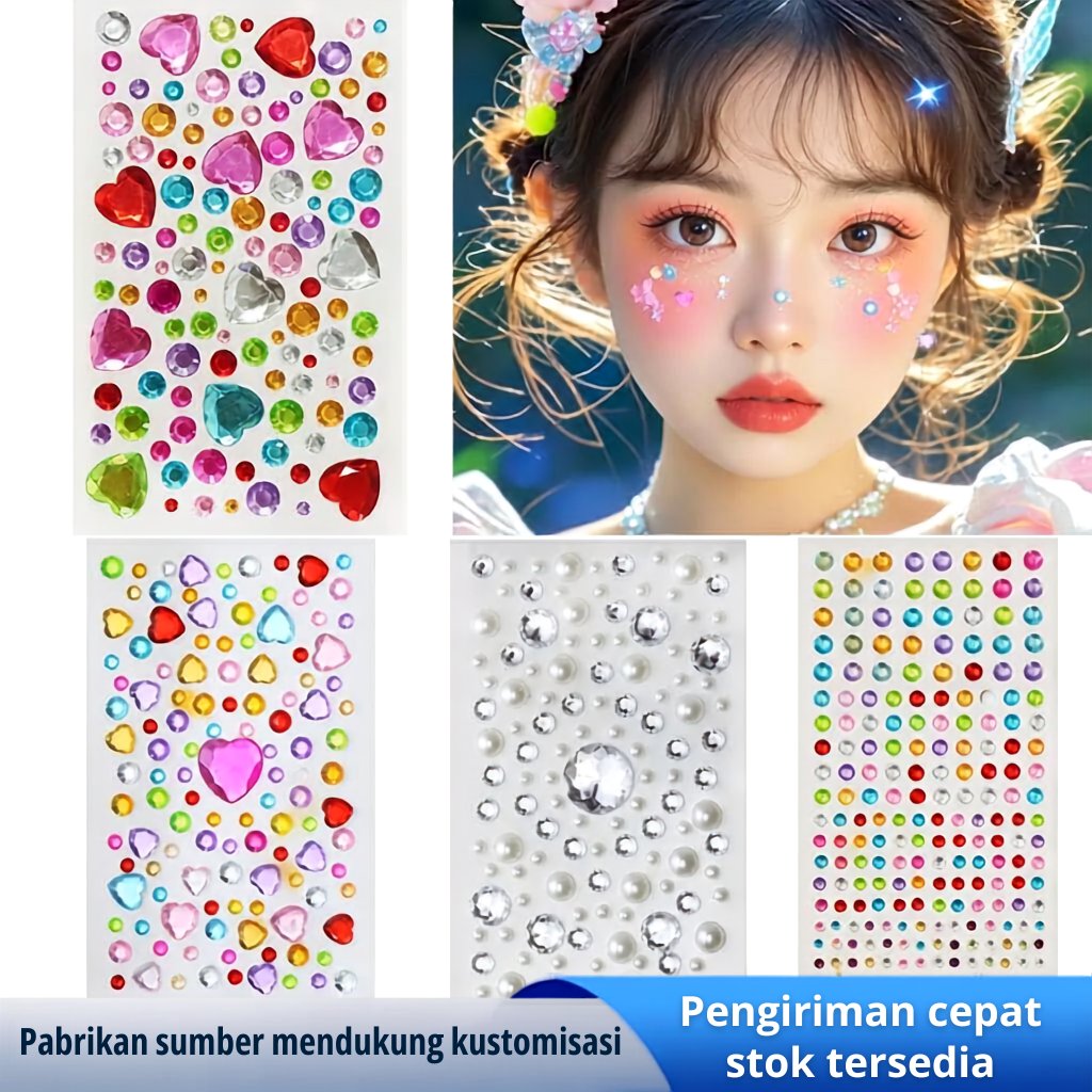 Diy Stiker Kristal Manik-Manik 3D Cantik / Stiker Manik Yang Bisa Tempel Di Muka Hp Dan Lainnya /