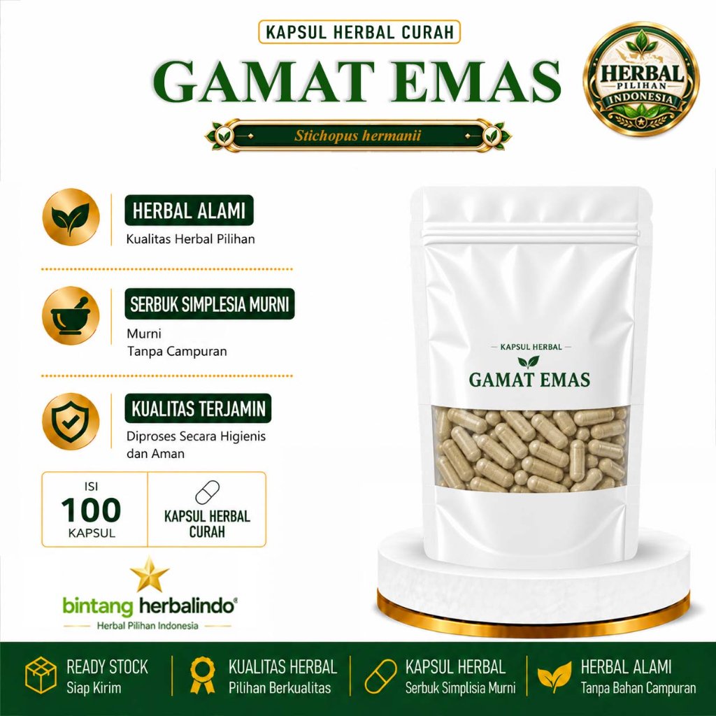 Kapsul Herbal Curah Gamat Emas Teripang Emas Sea Cucumber 200 Kapsul 600 mg Stichopus herrmanni