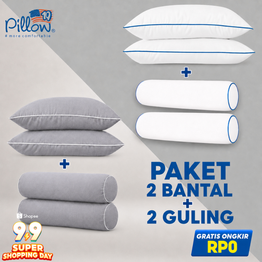 Promo Paket Bantal Guling Tidur Hotel 109 Pillow Lite Medium Jumbo | Bantal Hotel Empuk Lembut Anti 