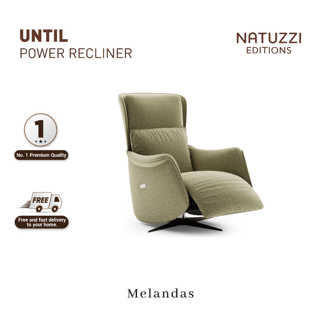 Natuzzi Editions Until Sofa Premium Fabric Single Power Recliner