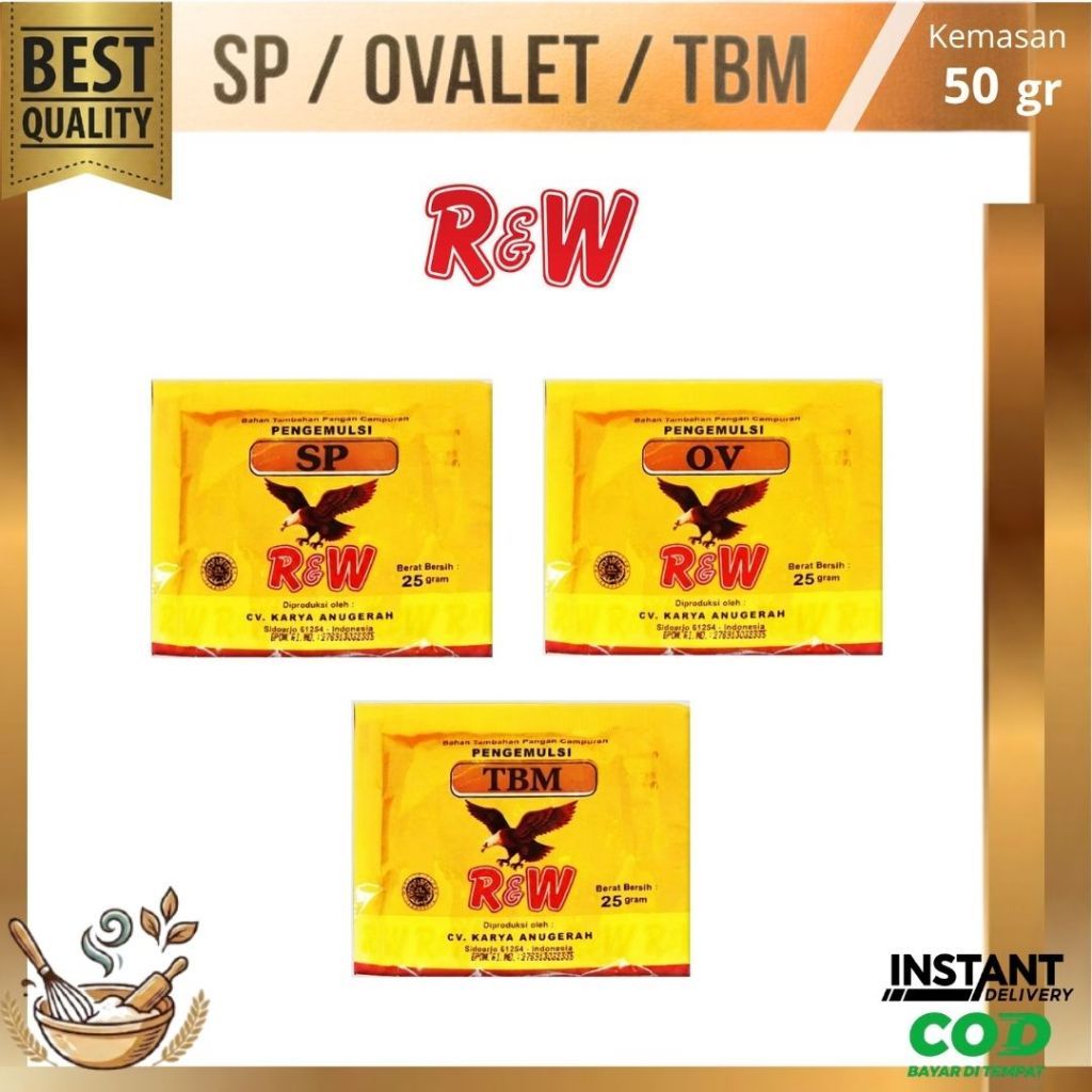 R&W Rajawali Emulsifire Makanan SP Ovalet TBM Kemasan sachet 50gr Pengemulsi Kue Cake Bolu Bahan Tam