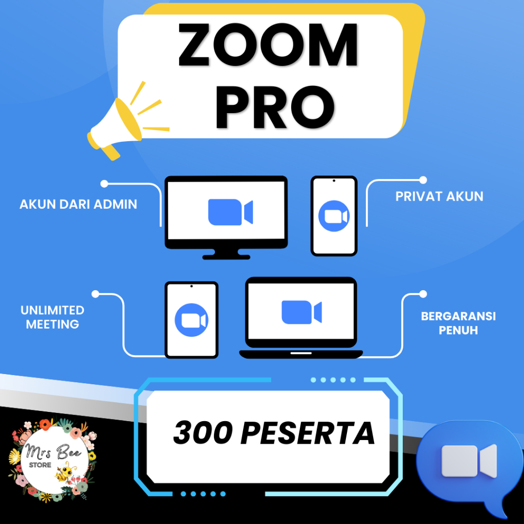 Akun Zoom Pro 300 Peserta Bulanan Unlimited Meeting 1 Bulan