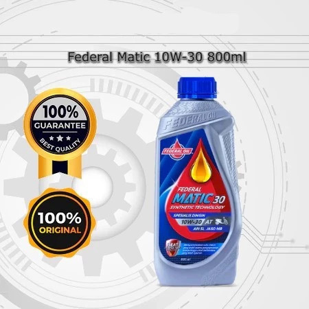 Oli Federal Matic 10W-30 800ml Orisinil Federal Oil Oli Motor Matic Federal Flick