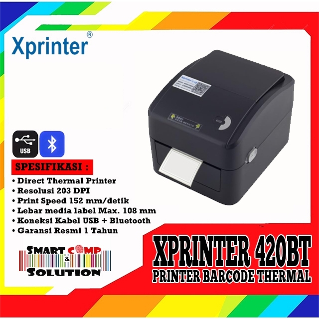 Printer Barcode Label Thermal USB Bluetooth - Xprinter 420BT / XP-420 / XP 420B / XP420B - Print Res