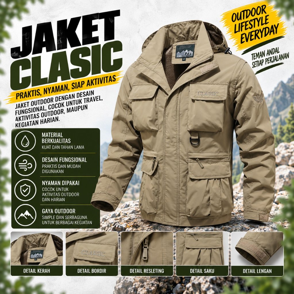 [JAKET OUTDOOR SPORT CLASSIC] Jaket Pria Waterproof Jaket Outdoor Pria Jaket Fashion Pria Jaket Pria