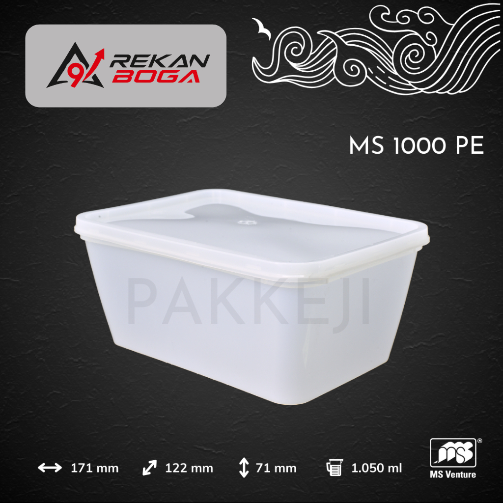Wadah Plastik Freezer — MS 1000-PE 1050 ml — Food Container Freezer Friendly — MS Venture