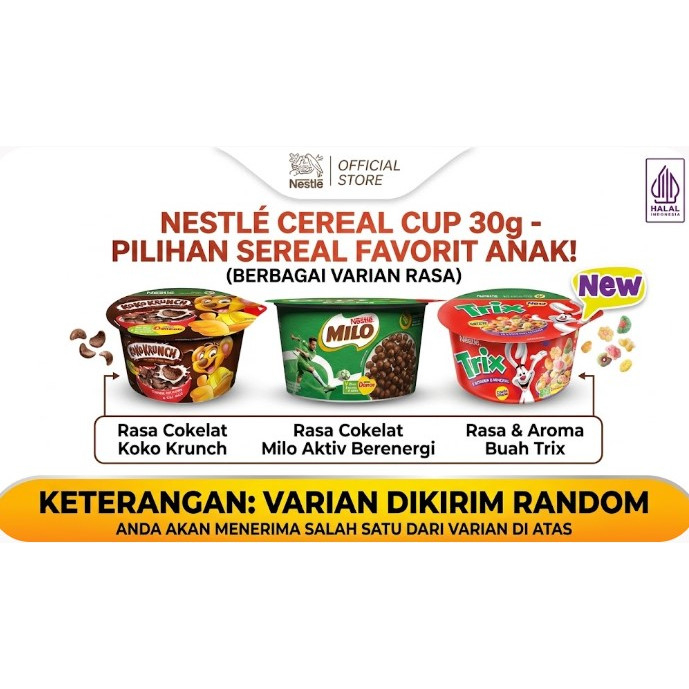 Nestle Sereal Cup Mangkok 30gr - Sereal Susu Instan Wadah Mangkok atau Cup Bergizi