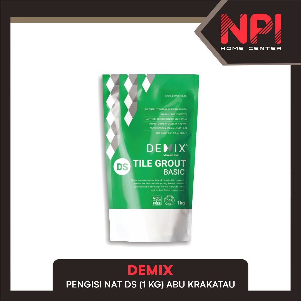 Demix - Semen Pengisi / Mortar Nat Keramik Granite DS Tile Grout Basic 1kg Abu Krakatau