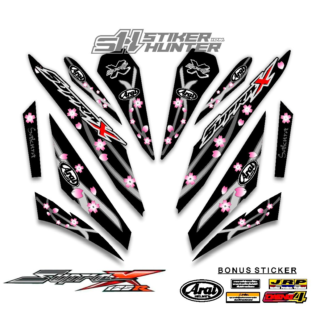 STRIPING STIKER HONDA SUPRA X 125 R 2007 - 2013 MTF SAKURA  / STIKERHUNTER / STRIPING MODIF