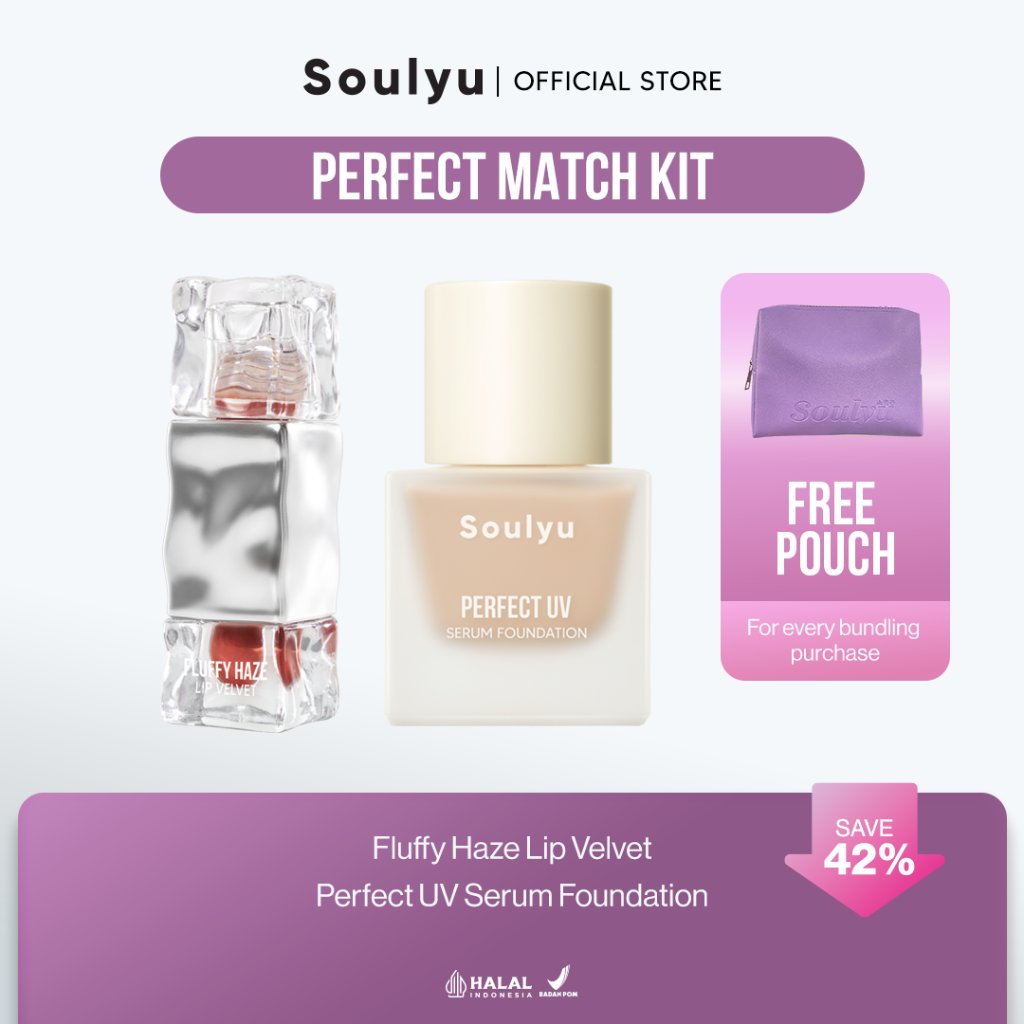 [FREE POUCH] SOULYU Perfect Match Kit - Perfect UV Serum Foundation & Fluffy Haze Lip Velvet