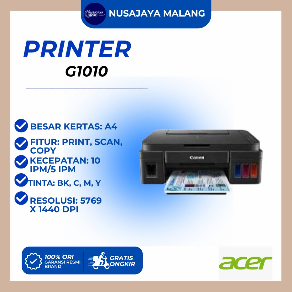 Printer Canon G2010 All-in-One Printer Dengan Scanner Fotocopy A4 Garansi Resmi