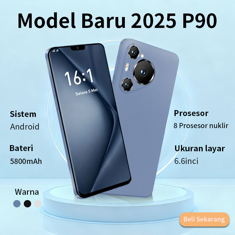Smartphone P90 HP Android Baru Layar 6,8 Inci 16GB RAM 512GB ROM Baterai Kapasitas Besar Handphone C