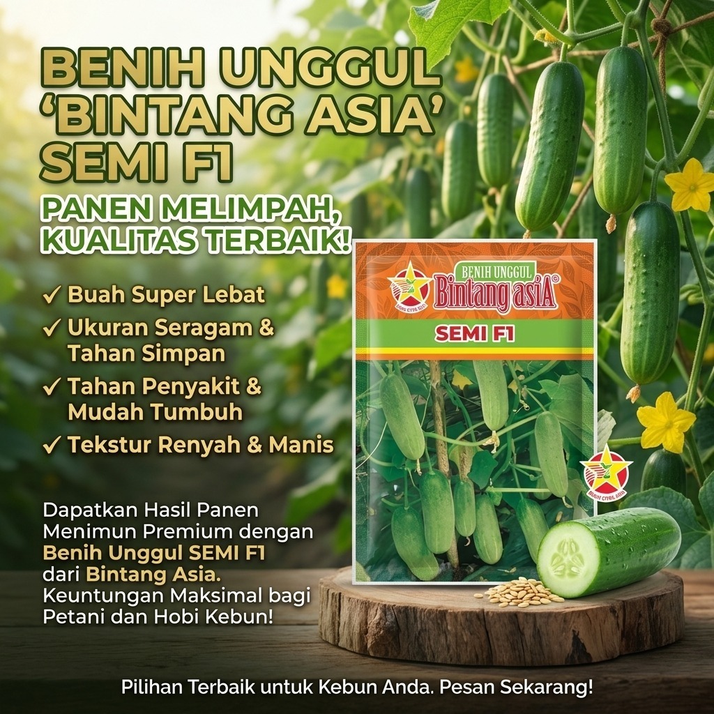Benih Timun Semi F1 Bintang Asia 20 Gram / Benih Timun Semi F1