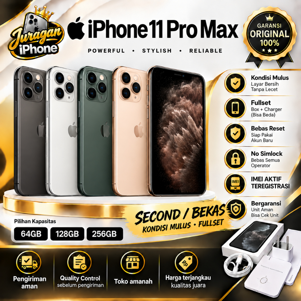 Apple iPhone 11 PRO MAX 64GB 256GB FULLSET SECOND HAND INTERNASIONAL ORI BERGARANSI