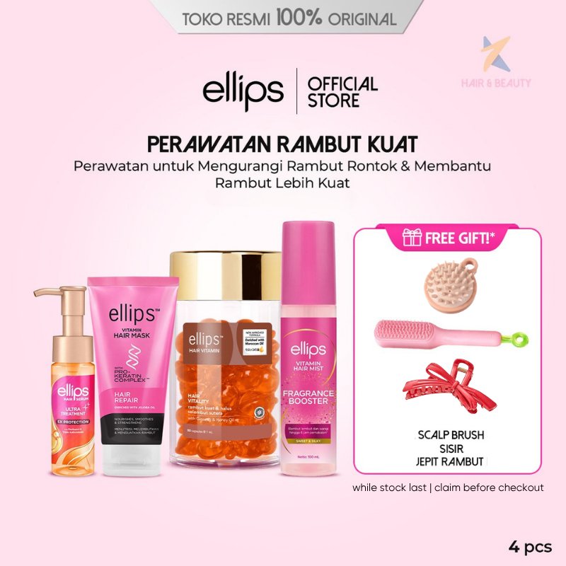 [Paket Perawatan Intensif Rambut Rontok] Ellips Anti Hair Fall Treatment Kit - Perawatan untuk Mengu
