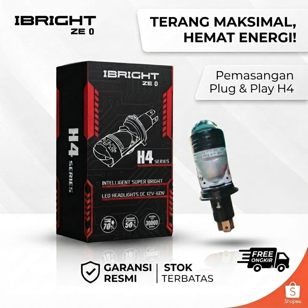 IBright ZE 0 Lampu Utama Socket H4 Motor Mobil Ac DC 12-24Volt Lampu motor mobil