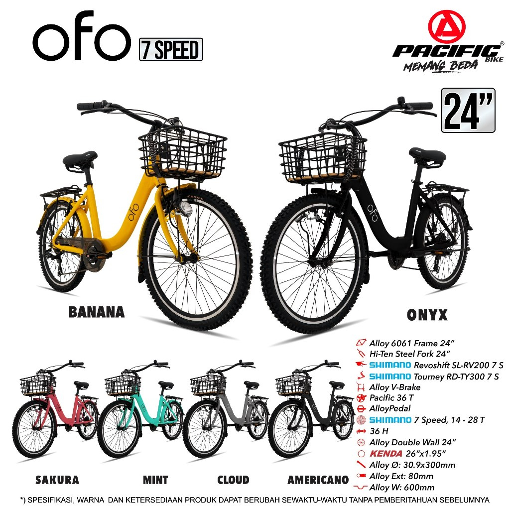 Sepeda CTB Pacific OFO 7 Speed 24 inch
