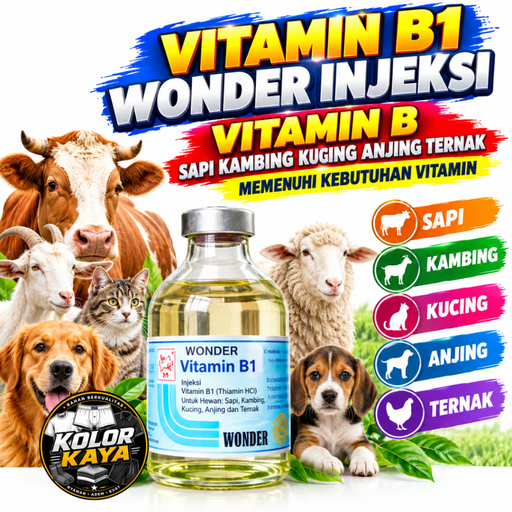 SEDIA VITAMIN B1 WONDER INJEKSI VITAMIN B SAPI KAMBING KUCING ANJING TERNAK MEMENUHI KEBUTUHAN VITAM