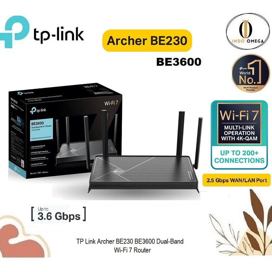 TP-Link Archer BE230 BE3600 Dual-Band Wi-Fi 7 Router TPLINK BE 230