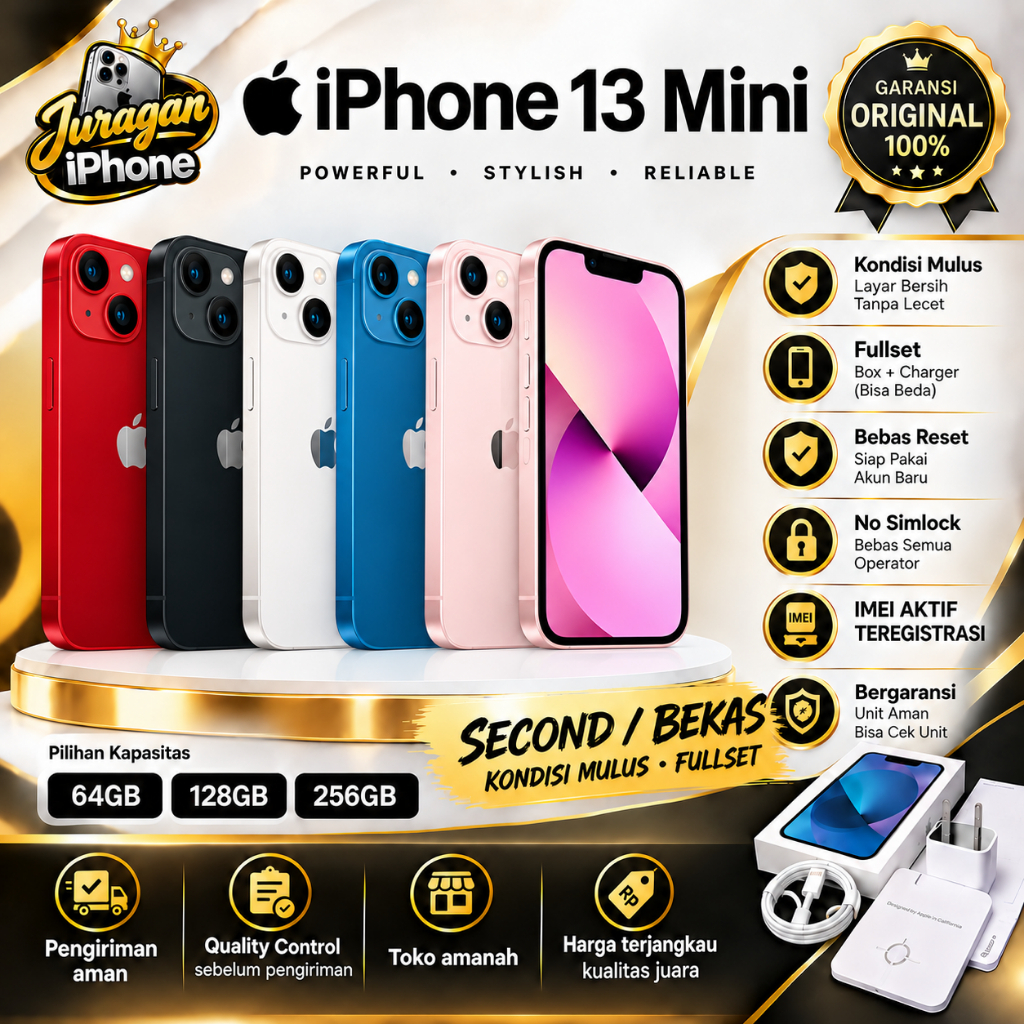 Apple iPhone 13 MINI 128GB 256GB FULLSET SECOND HAND INTERNASIONAL ORI BERGARANSI