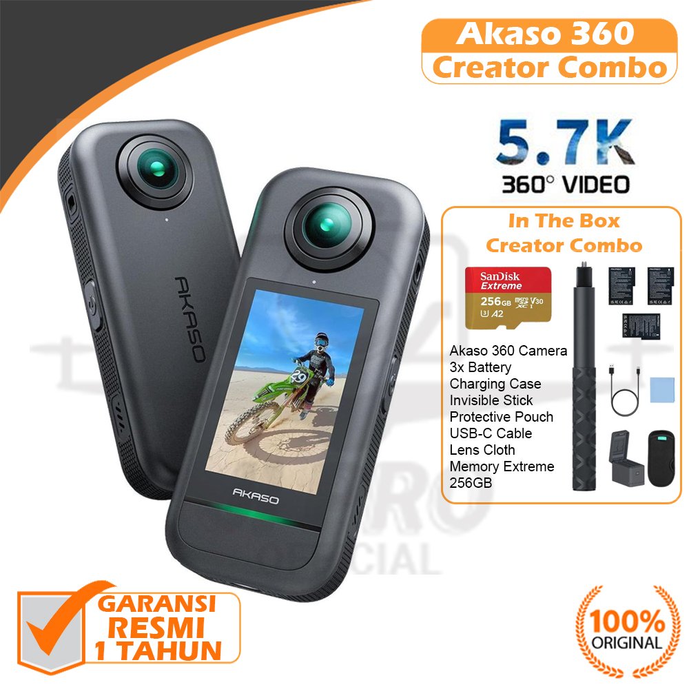 AKASO 360 Creator Combo / Standard Combo 5.7K Action Camera Akaso Action Cam Kamera 360 Garansi Resm