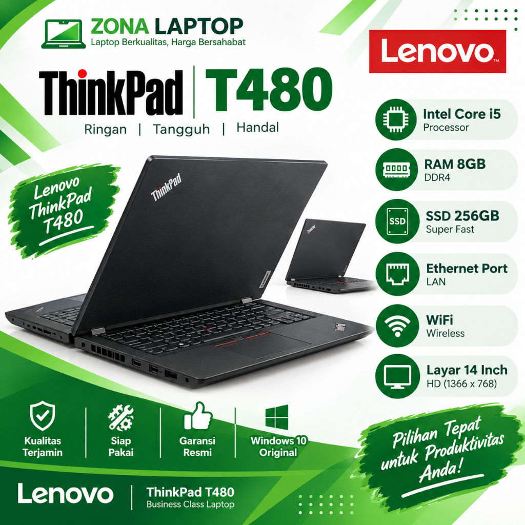 LAPTOP LENOVO T480 CORE I5 GEN 8 - THINKPAD T480 I5 GEN 8 - LENOVO CORE I5 GEN 8 - LAPTOP THINKPAD G