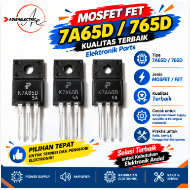 MOSFET FET 7A65D 765D Kualitas Terbaik Elektronik Parts Cocok untuk: Rangkaian power supply, amplifi