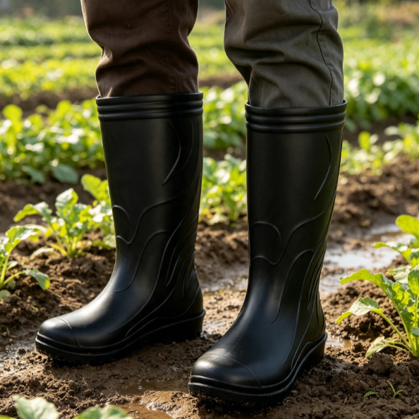 Sepatu Boots PVC Pertanian Hitam | Boots Kebun Pria Wanita 39-43