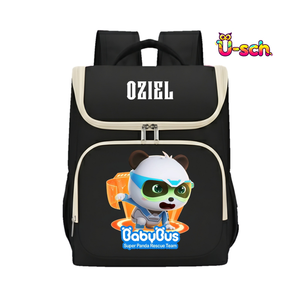 Tas Ransel Anak Motif Gambar Babybus Super Panda Rescue Team Gratis Custom Nama Sablon DTF