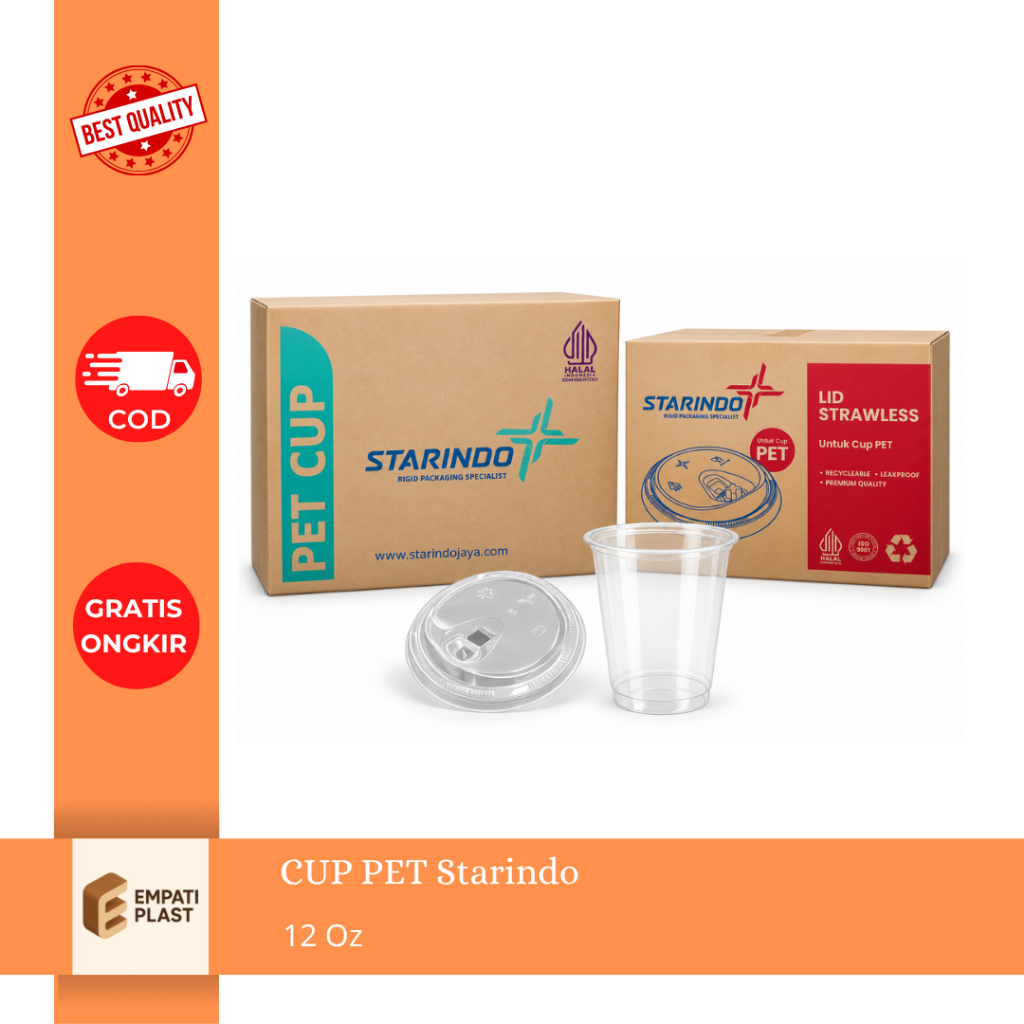 CUP PET Starindo 12oz 1 Dus 1000pcs