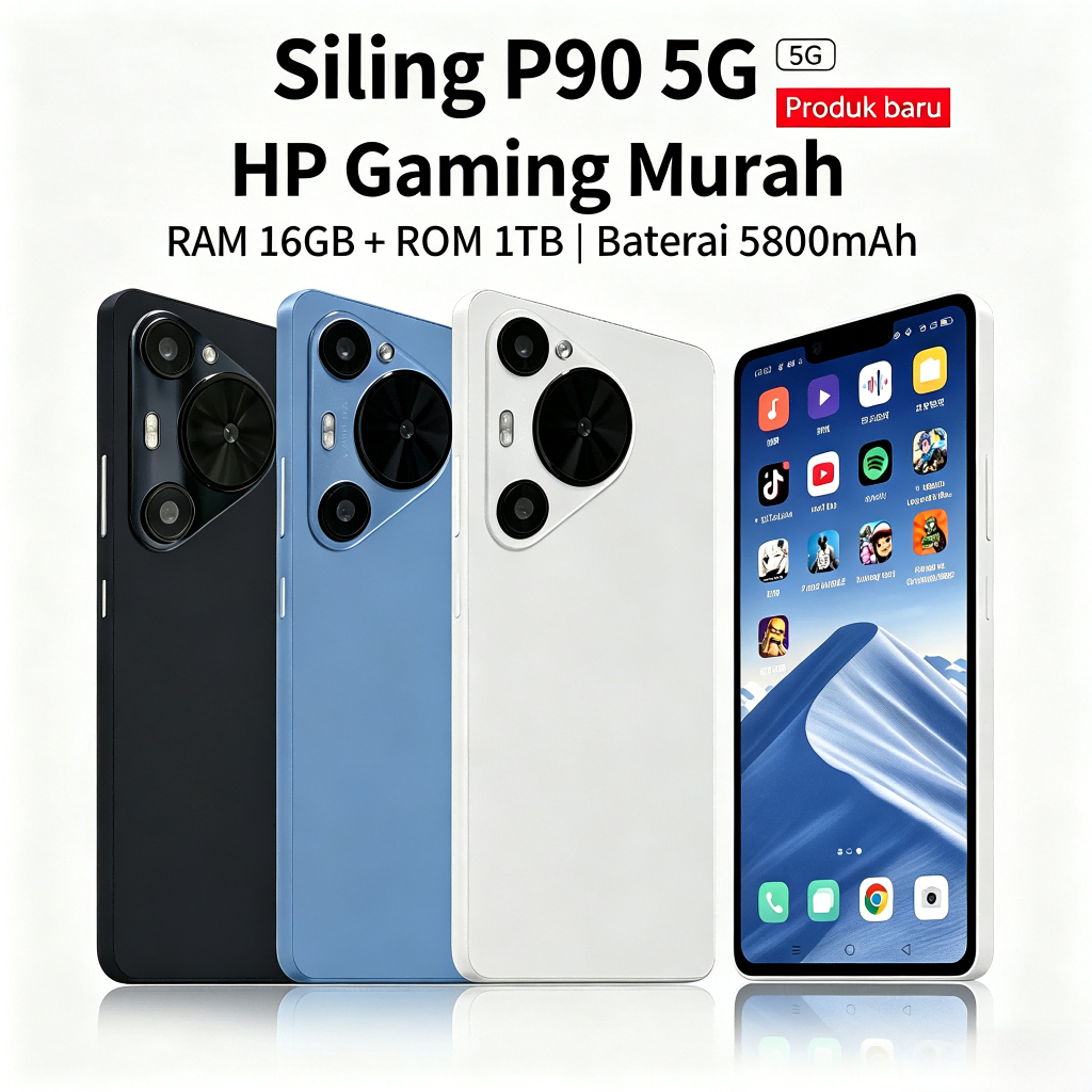 HP P90 Flagship Snapdragon 888 Android14 RAM16GB ROM1TB Baterai 5800mAh 5G Smartphone Gaming Murah B