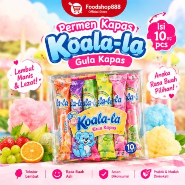 Permen Kapas / Permen Gula Kapas / Permen Kapas Koala-la isi 10pcs