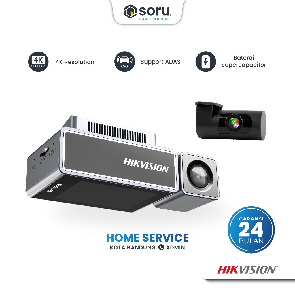 SORU - Dashcam Lensa Kamera Mobil Ultra HD dengan Wifi ADAS Voice Control CCTV C8PRO 4K - HIKVISION