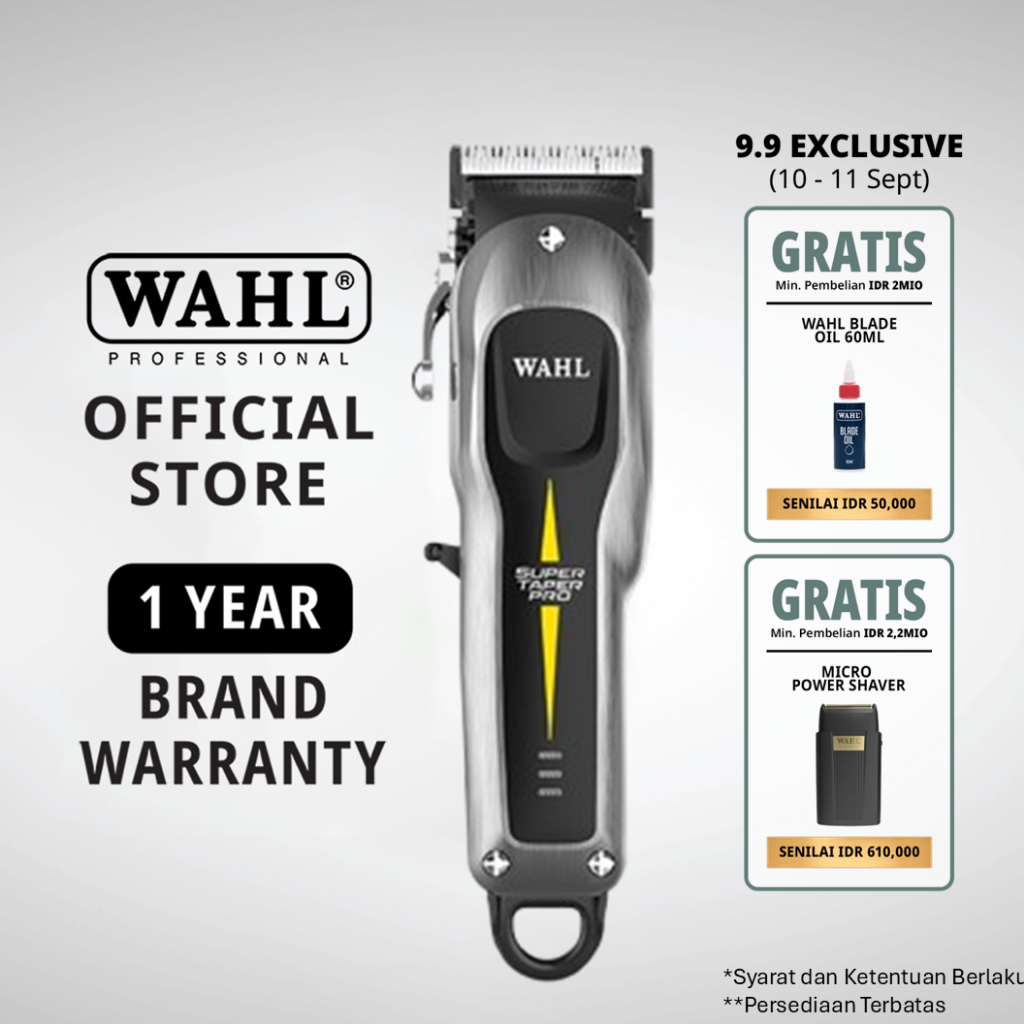 Wahl Professional Super Alat Cukur Rambut Elektrik Tanpa Kabel untuk Pria dan Barbershop, Mesin Poto