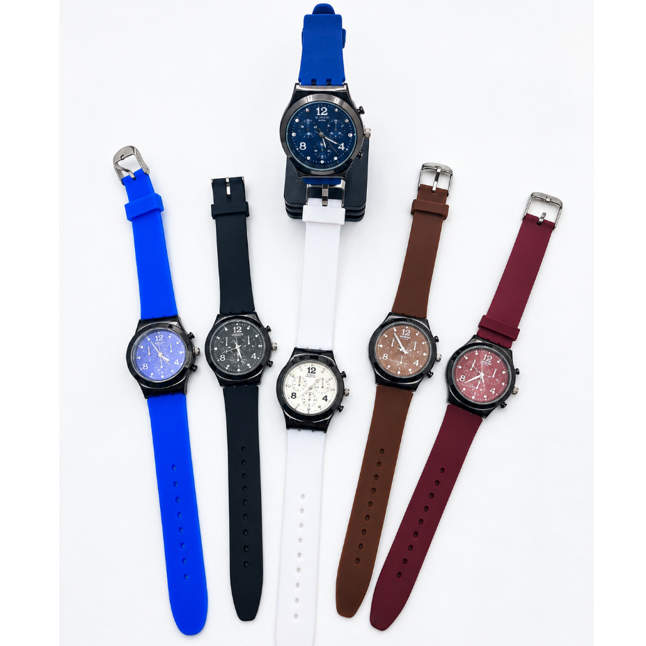 Jam Tangan Swatch Fashion Tali Karet Pria Wanita Unisex Stylish