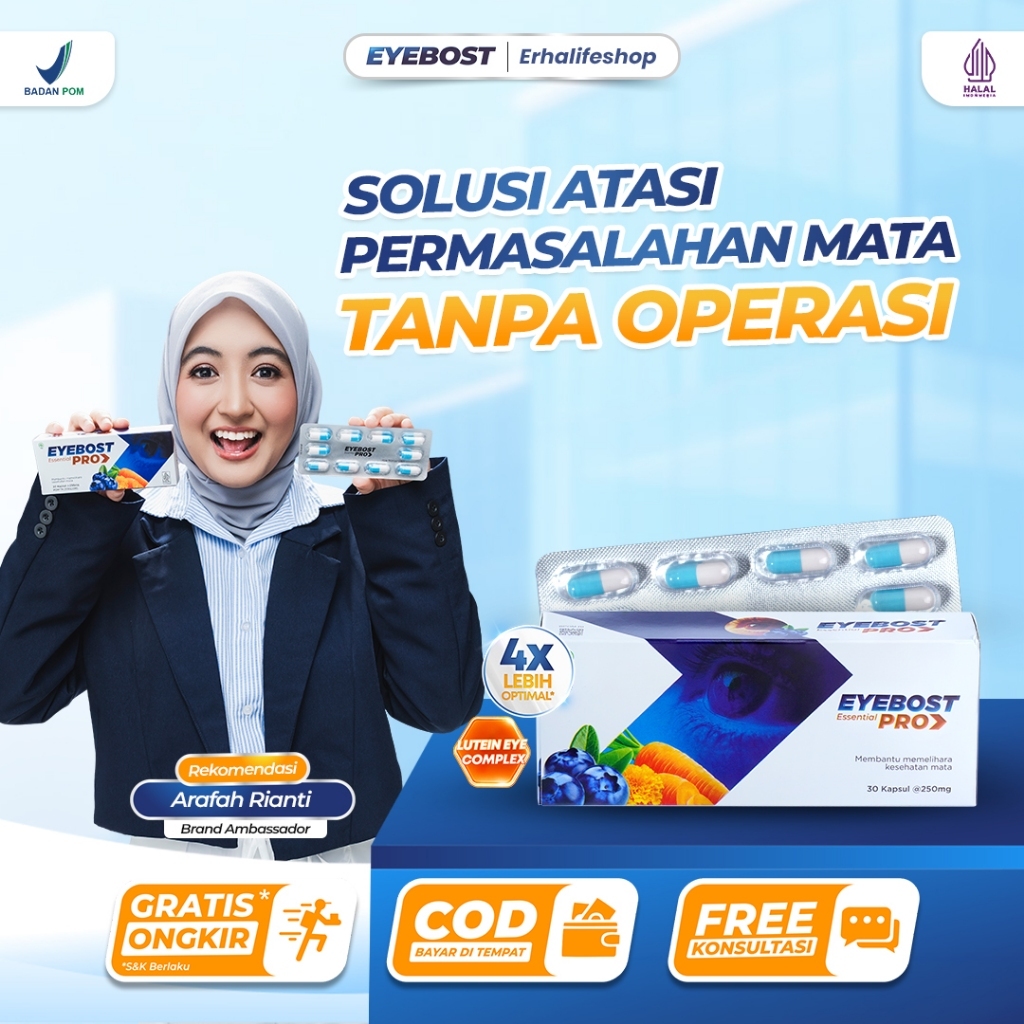 Eyebost Pro -  Suplemen Mata Herbal Asli Obat Mata Berlemak Obat Katarak Mata Minus Ampuh Silinder B