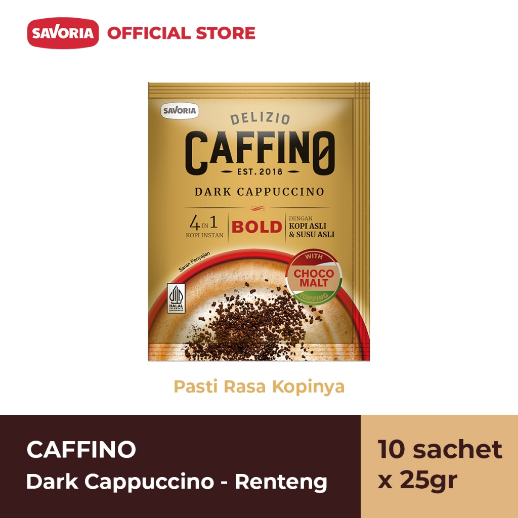 Caffino Dark Cappuccino Renteng - Bubuk Kopi Instan 10 Sachet x 25g