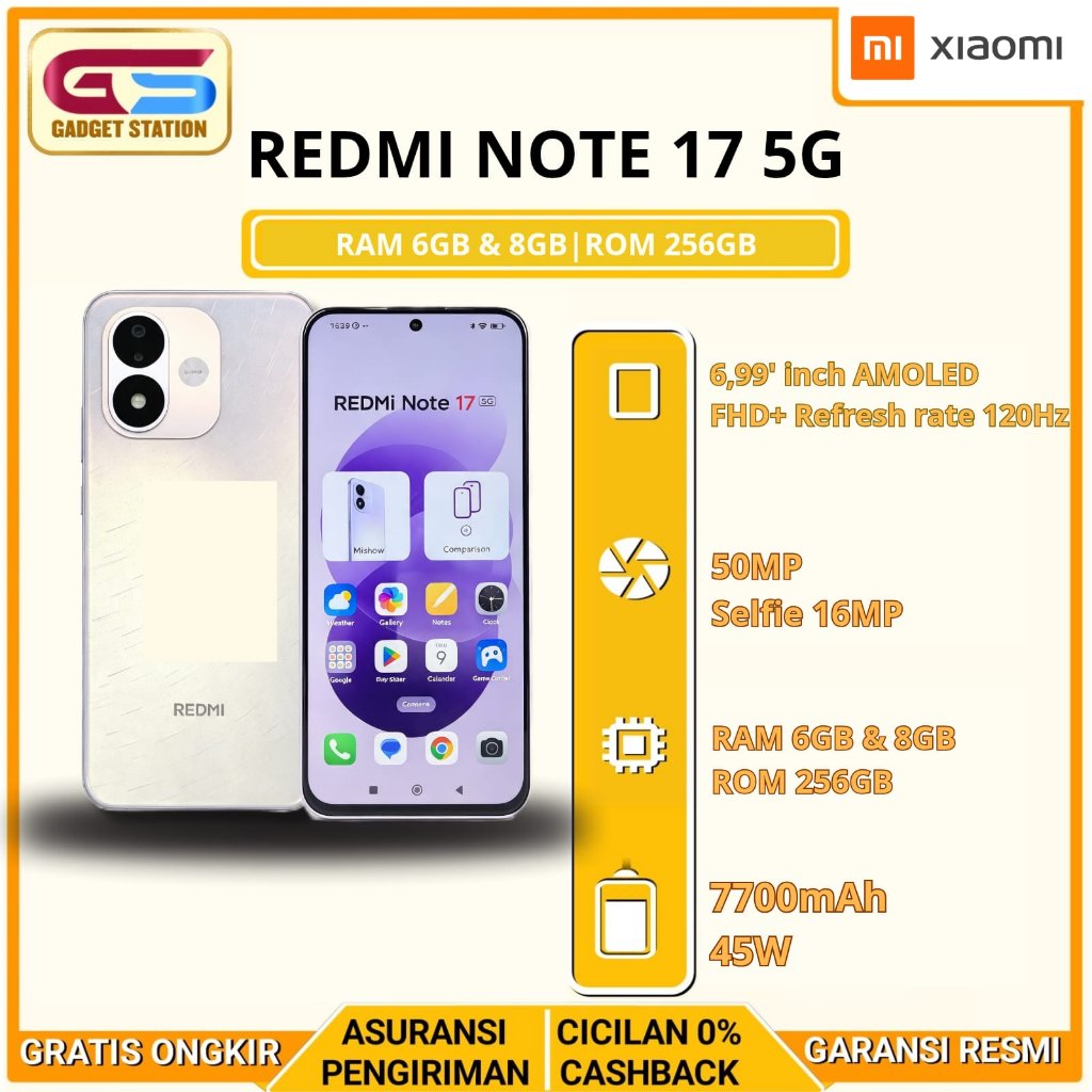 XIAOMI REDMI NOTE 17 5G & 17 4G NFC RAM  [6GB & 8GB] ROM [128GB & 256GB] Garansi resmi Indonesia