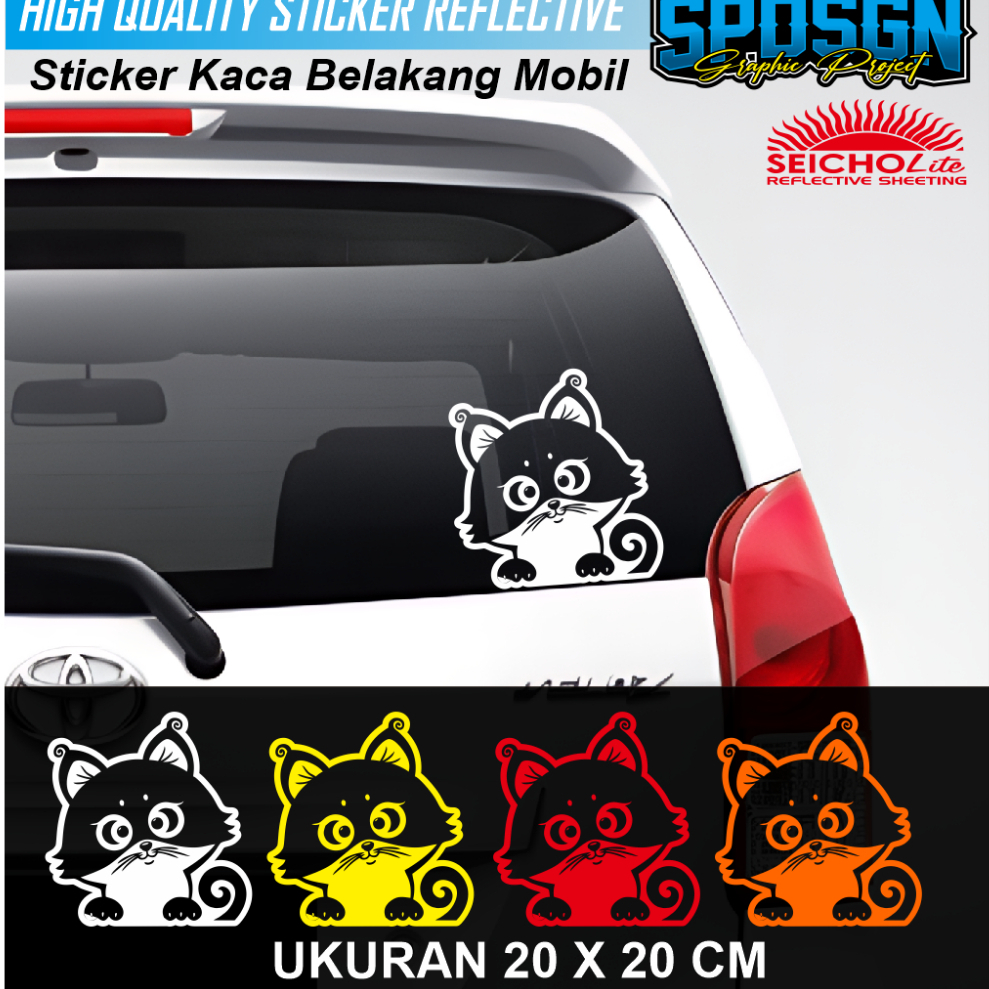 Sticker Kucing Lucu Kaca Belakang Mobil