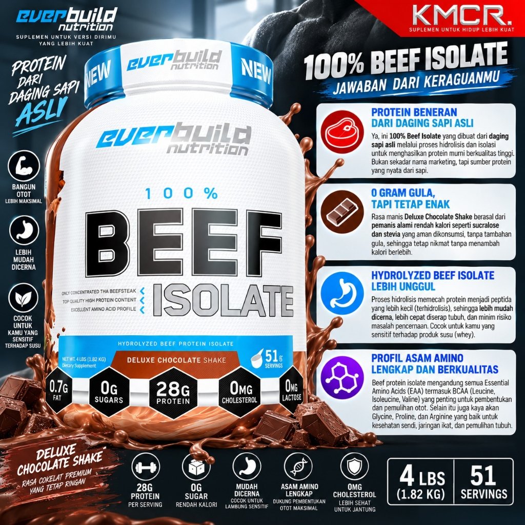 EVERBUILD Beef Isolate 4 Lbs 1,8 kg Isolate Protein Beef Protein Whey Protein Isolate Whey Protein C