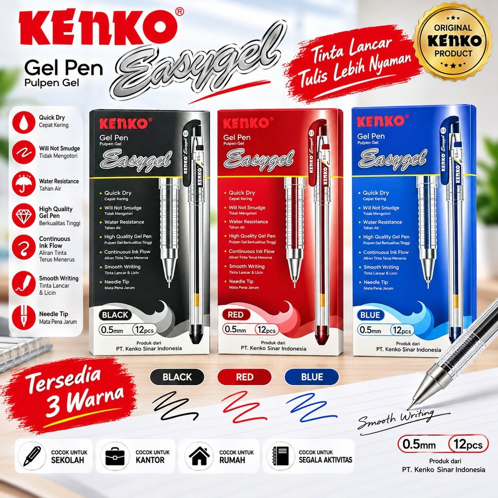 [ 1 LUSIN ] PULPEN KENKO EASY GEL 0.5mm