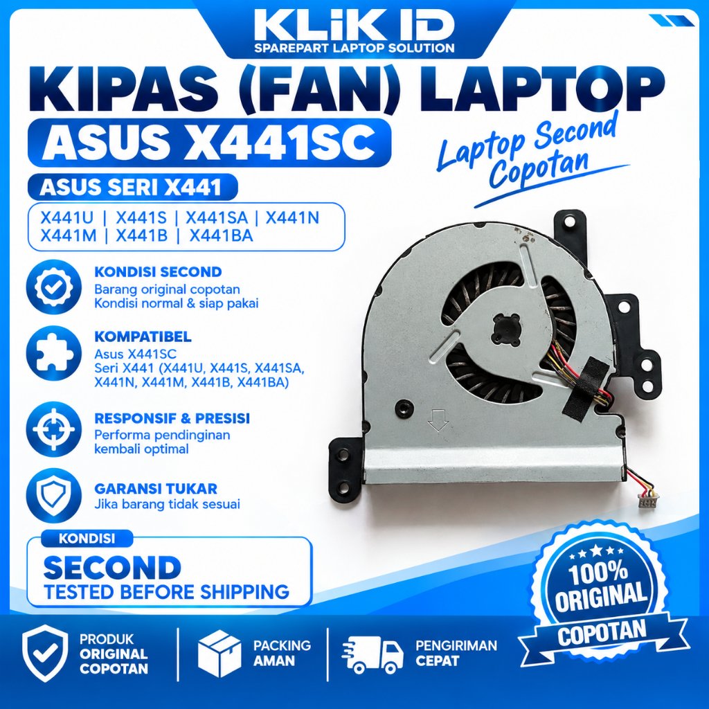 Kipas Fan Laptop Asus X441SC X441U X441S X441SA X441N X441M X441B X441BA Second Copotan