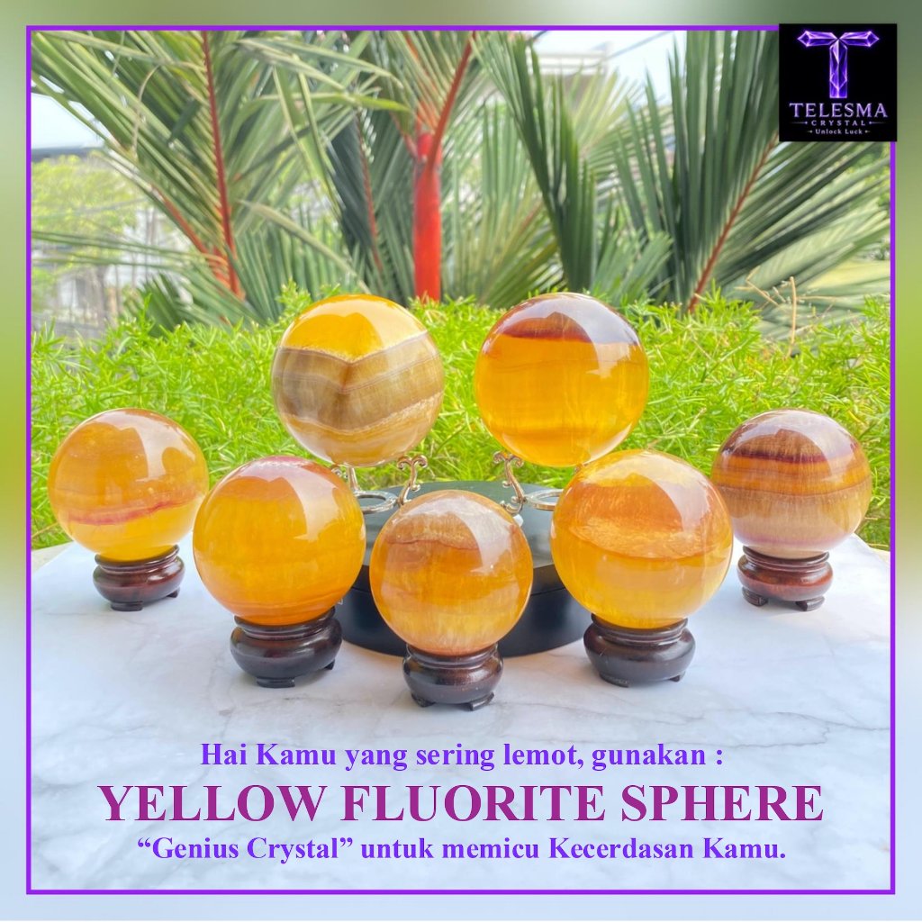 YELLOW FLUORITE CRYSTAL SPHERE