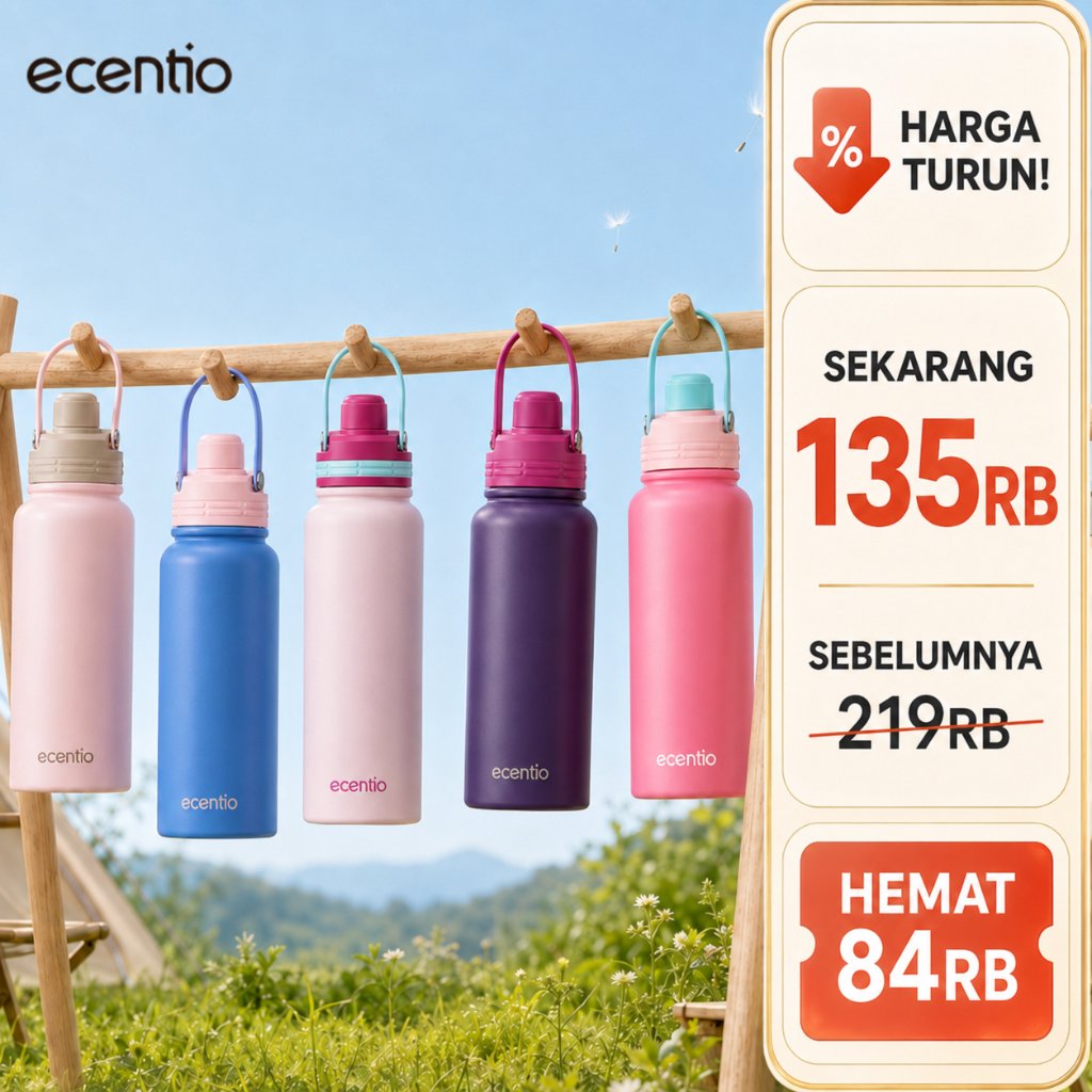 [Outdoor] ecentio tumbler Stainless Vacuum 800ml Outdoor Portable aesthetic Thermos Botol minum taha